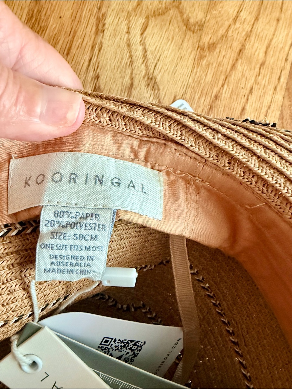 NWT Wide Brim Straw Sun SPF Hat with Black Accent Stitching - Kooringal - Picture 4 of 5